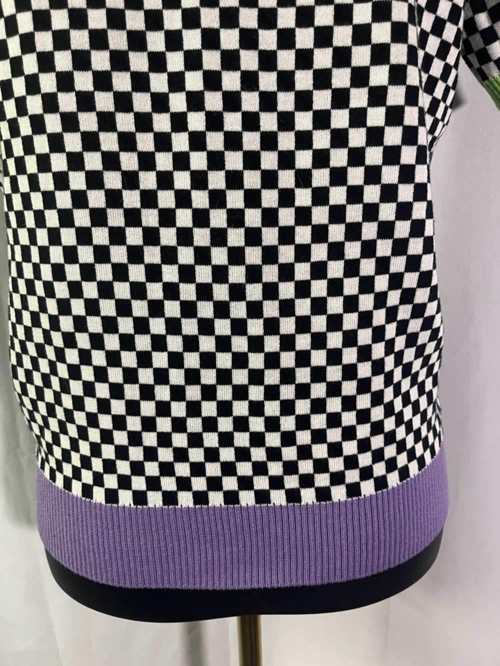Sparkle City Short Sleeve Mardi Gras Checkered Sweater - Picture 14 of 16